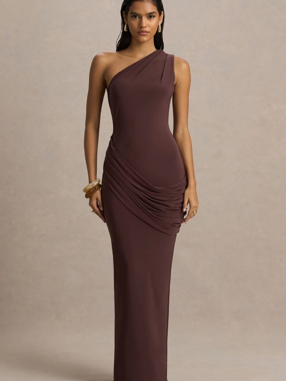 Club L London Elisa Asymmetrical Maxi Dress